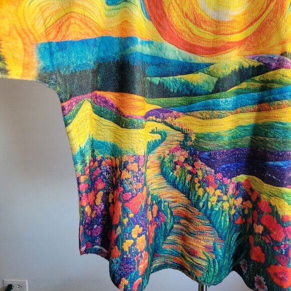 Unbranded Van Gogh Starry Night Print Cardigan Lightweight Sweater (Size: 3X) - Picture 8 of 13